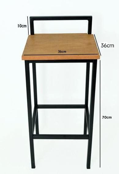 Bar stool - metal and natural wood - black