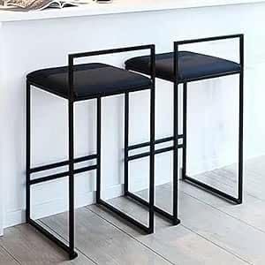 Fabric bar stool, set of two, black