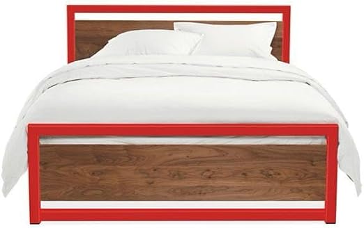 150cm Metal Bed - Red * Brown - Chamlil Wood - A wonderful blend of modern simplicity and elegant luxury