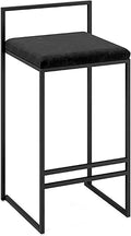 Campco velvet bar stool with backrest for dining room, black