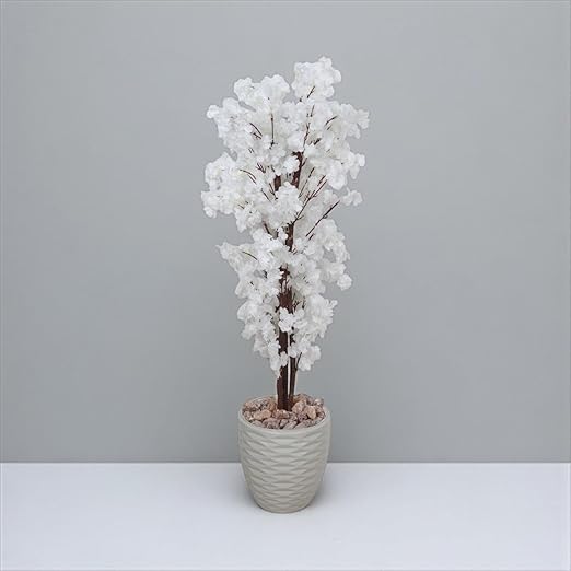 Yasmina Artificial Ornamental Plant 150cm - Dense, Three-Truncal Design - Realistic Artificial Tree for Indoor and Outdoor Use with Plastic Pot, Gravel, and Lush Leaves - Multiple Color Options