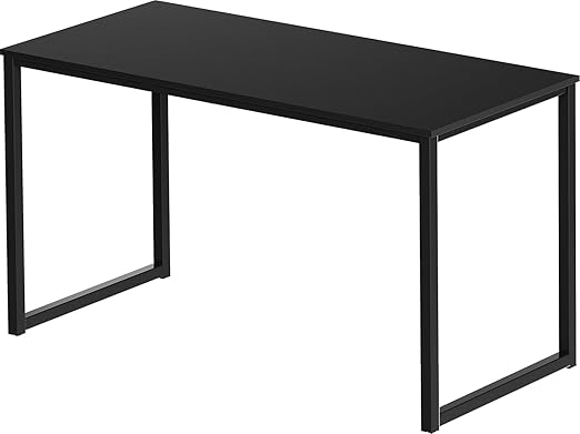 Large computer desk 120x60cm, black home office desk with a sturdy steel frame and wooden countertop | Study and writing table for computers, games, and working from home