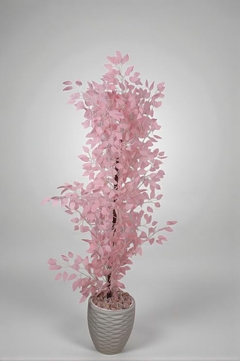 Artificial Benjamina plant, dense and realistic, with a wooden stem, plastic leaves and decorative pebbles in a pot for decoration, available in multiple colors for indoor and outdoor use, 1.65 meters (height).