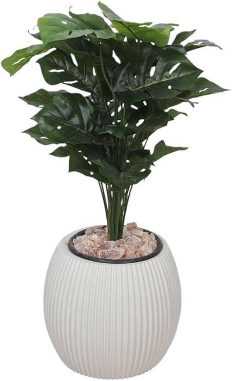 Artificial Pothos Plant for Decoration 110cm - 24 Branches - Realistic Indoor Artificial Plant with Plastic Pot, Decorative Pebbles and Green Leaves - Home and Office Decor