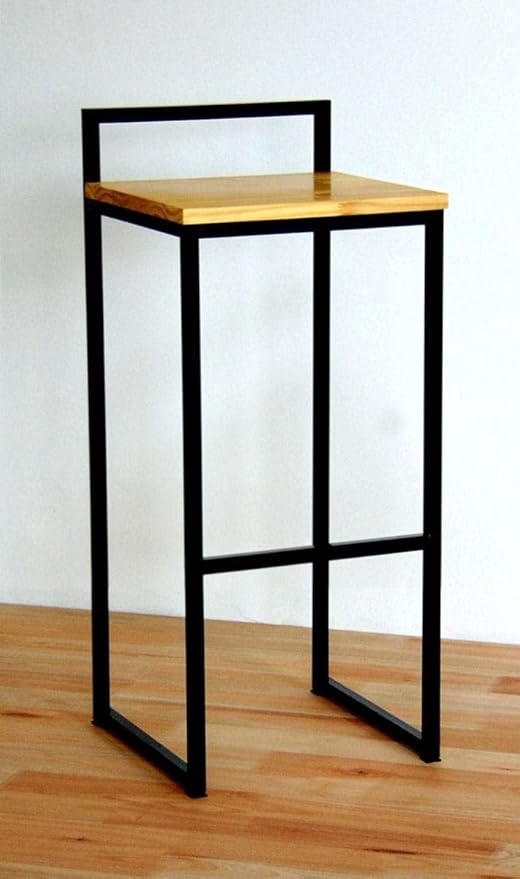 Bar stool - metal and natural wood - black