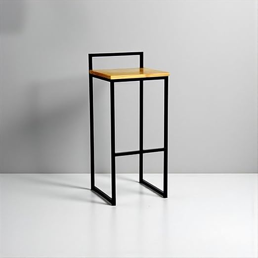 Bar stool - metal and natural wood - black