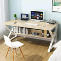 White desk 120x60 cm, large modern writing desk for home office | Study desk with sturdy metal frame and wooden countertop | Computer desk for working from home
