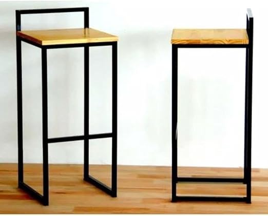 Bar stool - metal and natural wood - black