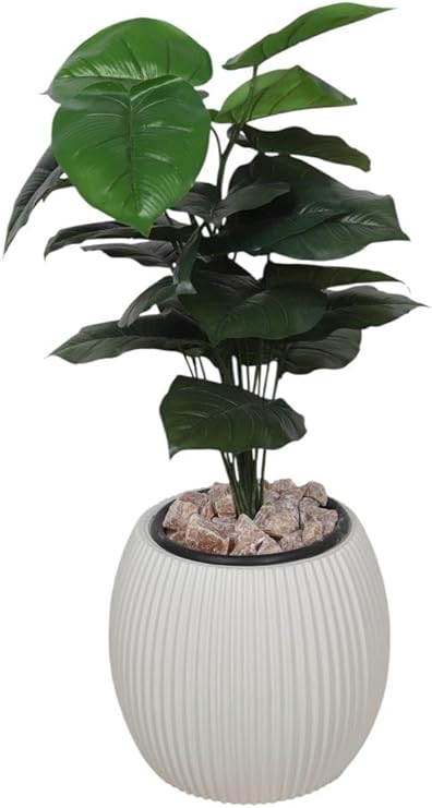 Artificial Pothos Plant for Decoration 110cm - 24 Branches - Realistic Indoor Artificial Plant with Plastic Pot, Decorative Pebbles and Green Leaves - Home and Office Decor