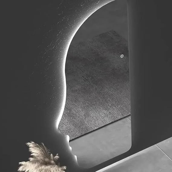 Smart touch-screen wall mirror with LED lighting, 165×65 cm - Full-length anti-fog decorative mirror with 3 adjustable lighting modes (warm, neutral, white), dimmable brightness, memory function, and frameless polished glass.