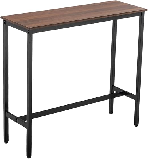 A 41-inch rectangular bar table from Oound, industrial style, suitable for the kitchen, dining room, living room, entryway, and sofa, featuring a brown wood top and black metal frame.