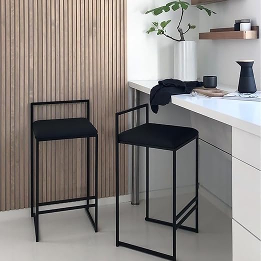 Fabric bar stool, set of two, black