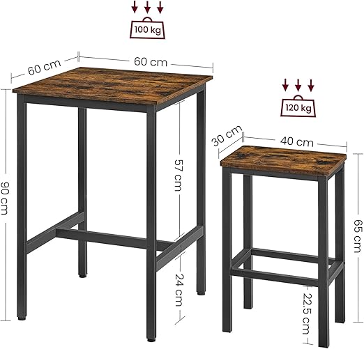 Bar table with dining chair, two kitchen chairs, black color