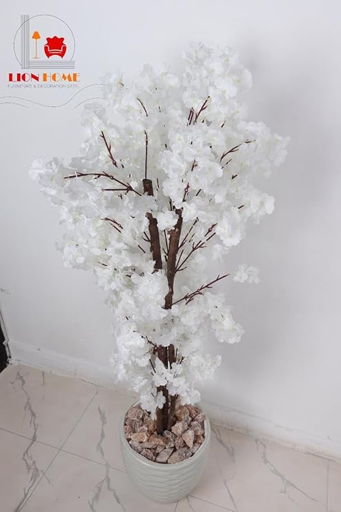 Yasmina Artificial Ornamental Plant 150cm - Dense, Three-Truncal Design - Realistic Artificial Tree for Indoor and Outdoor Use with Plastic Pot, Gravel, and Lush Leaves - Multiple Color Options