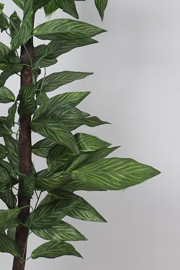Artificial decorative tree, realistic indoor plant with wooden trunk, plastic leaves, and decorative pebbles for home and office decor, green, 1.2m