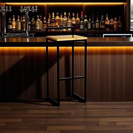 Bar stool - metal and natural wood - black