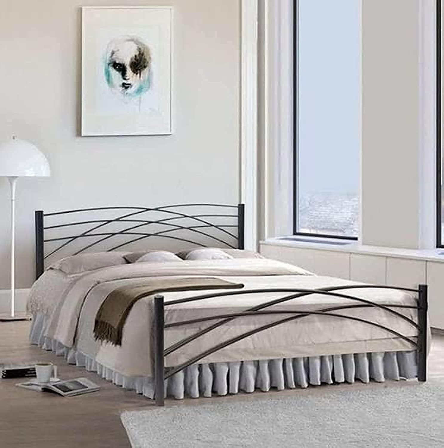 Modern Metal Bed - 120 cm - Black