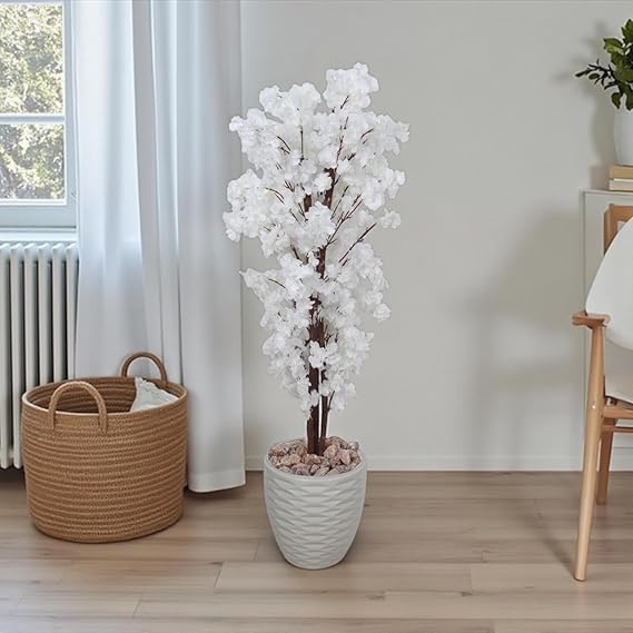 Yasmina Artificial Ornamental Plant 150cm - Dense, Three-Truncal Design - Realistic Artificial Tree for Indoor and Outdoor Use with Plastic Pot, Gravel, and Lush Leaves - Multiple Color Options