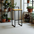 Bar stool - metal and natural wood - black