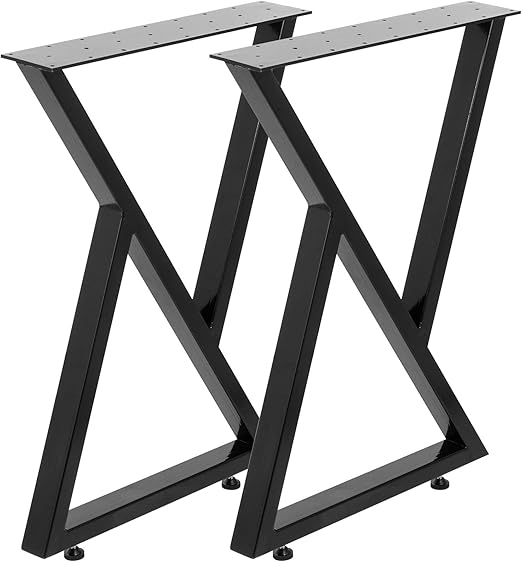 Two-piece set of heavy-duty steel metal table legs, black, 71cm high and 61cm wide, for a herringbone pattern coffee table with an 800kg load capacity and a modern base by Happy Buy.