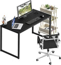 Large computer desk 120x60cm, black home office desk with a sturdy steel frame and wooden countertop | Study and writing table for computers, games, and working from home