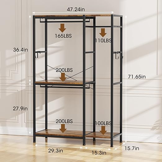 Tarkari freestanding wardrobe, heavy-duty wardrobe...