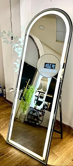 Smart LED mirror with Bluetooth technology, anti-fog, touch control, built-in heater, speaker, digital clock, temperature and date display, and 3 adjustable lighting modes from Leon Home, 1.7m x 60cm