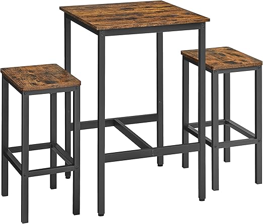 Bar table with dining chair, two kitchen chairs, black color