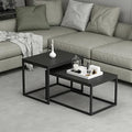 Set of 2 side coffee tables made of wood panels and metal, In Casa, matte black finish