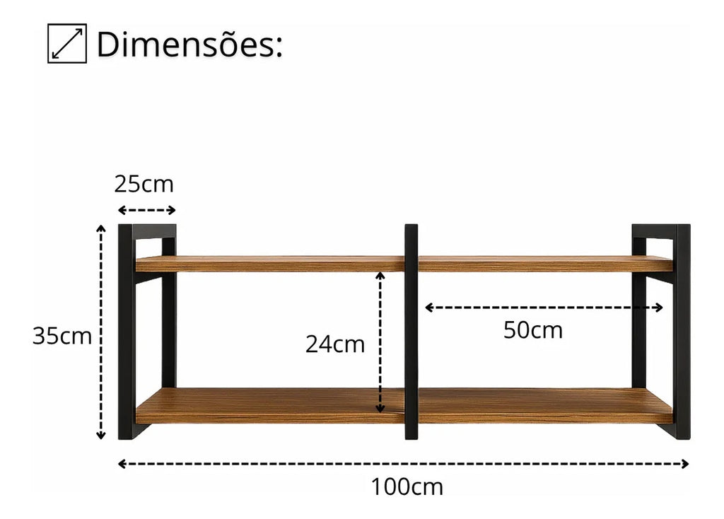 Modern wall shelf unit made of metal and plywood – contemporary multi-shelf design