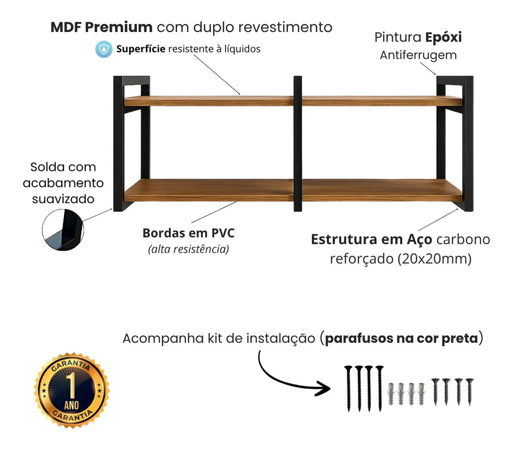 Modern wall shelf unit made of metal and plywood – contemporary multi-shelf design