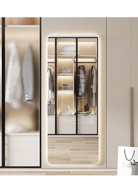 Full-length, rectangular, high-definition LED wall-mounted mirror measuring 80 x 180 cm