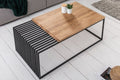 Coffee table made of metal and natural wood