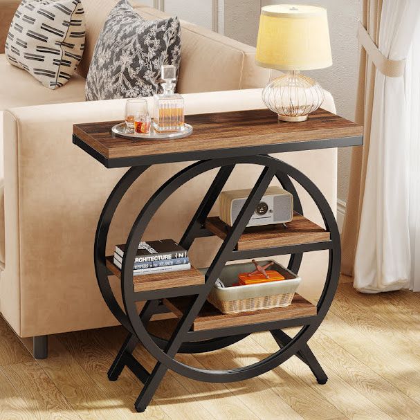 side table with a geometric design