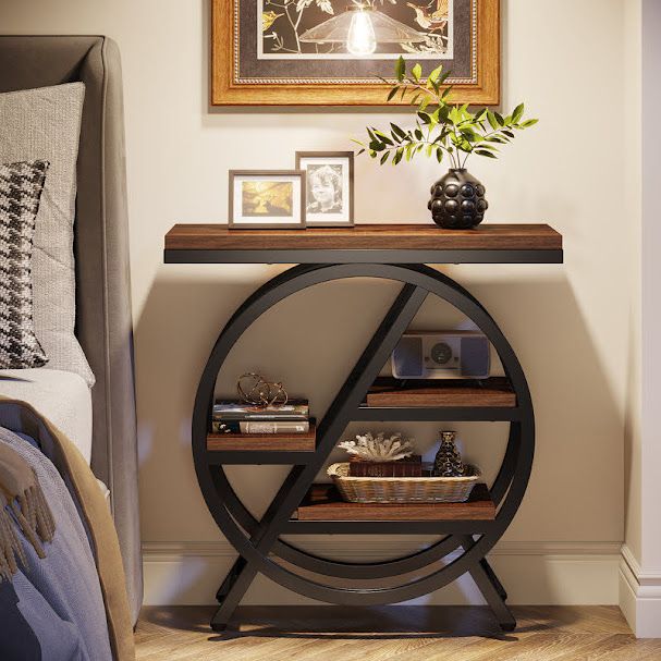 side table with a geometric design