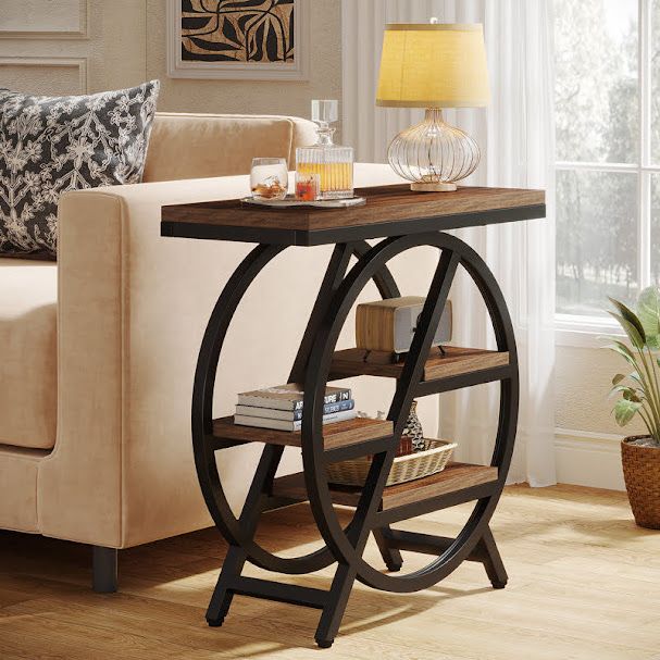 side table with a geometric design