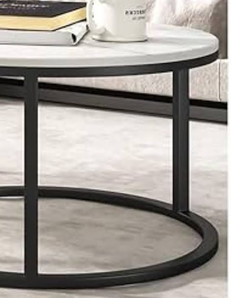 Two-piece nesting table, black and white