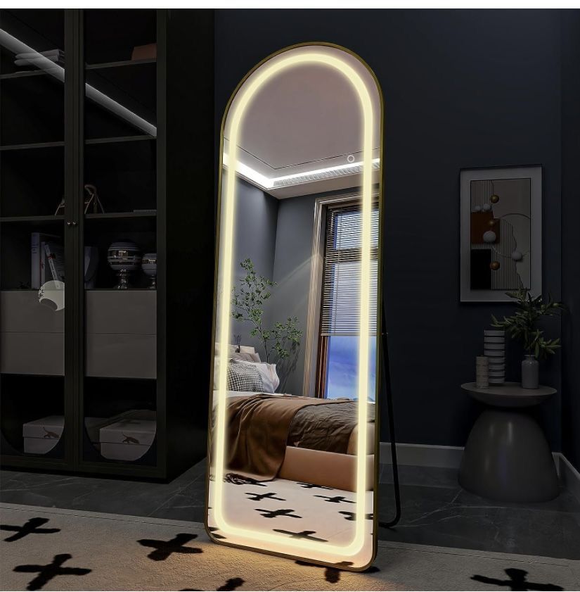 Full-length LED mirror - touch-operated, three colors