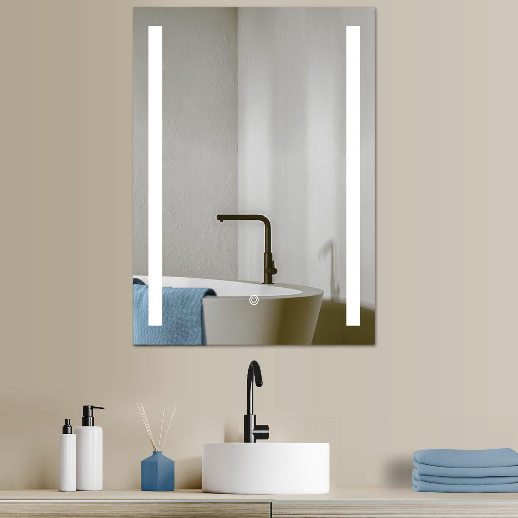 LED Bathroom Mirror 60x80 cm - Touch Control - 3 Light Colors - Anti Fog - Modern Design | Lion Home