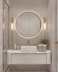 Mirror with metal frame, yellow LED light - 70 cm