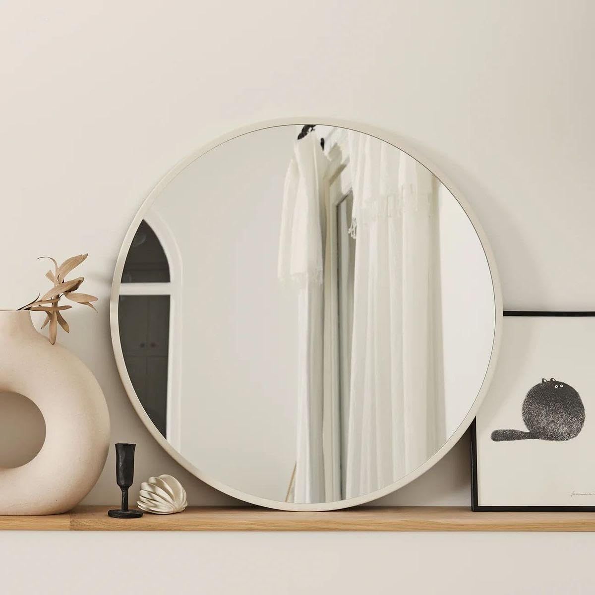 Round mirror, metal frame, 70cm diameter