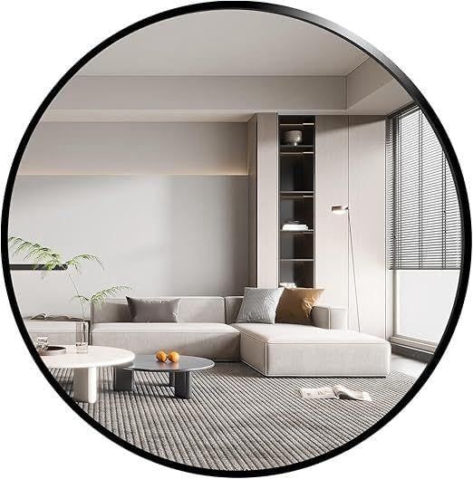 Round mirror with metal frame - 70cm