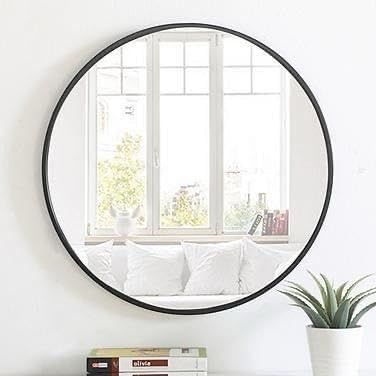 Round mirror with metal frame - 70cm