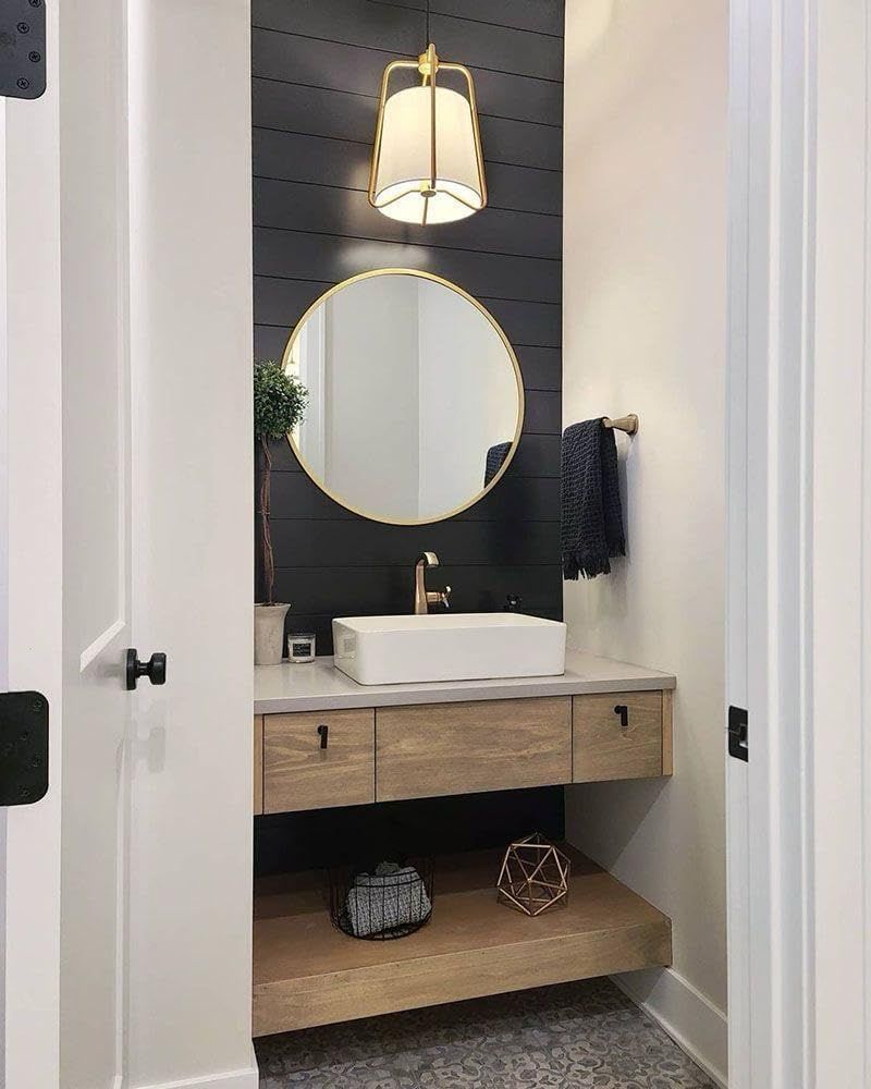 Round mirror with metal frame, 70cm diameter
