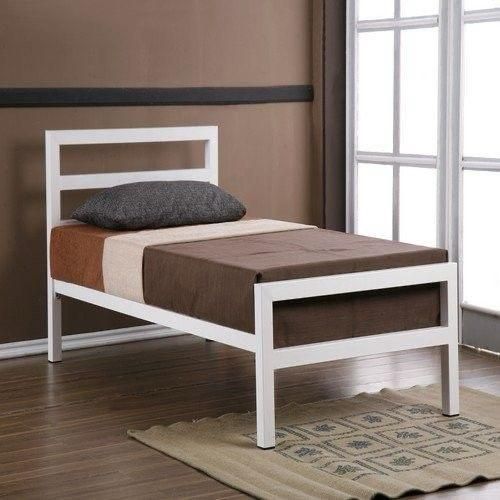 90cm white metal bed