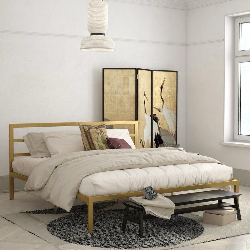 Modern bed 160cm in gold