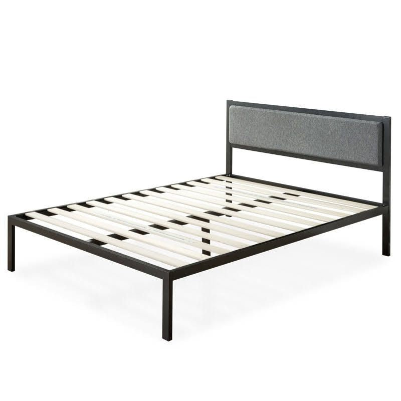 160cm metal bed with upholstered backrest