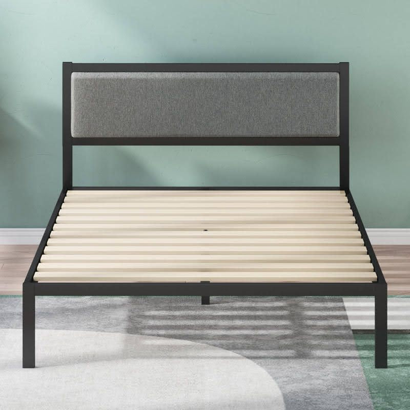 160cm metal bed with upholstered backrest