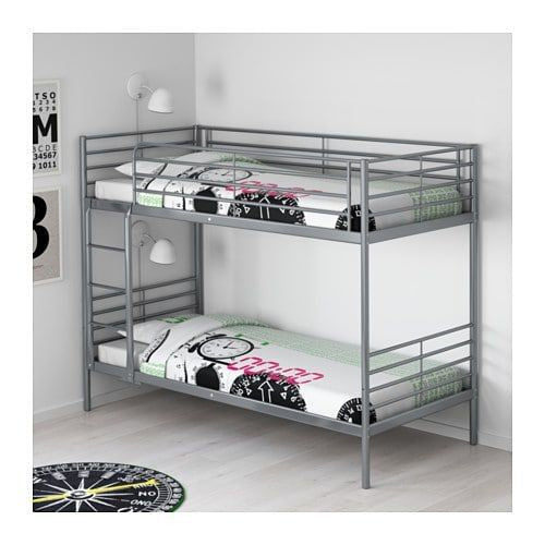 gray bunk bed