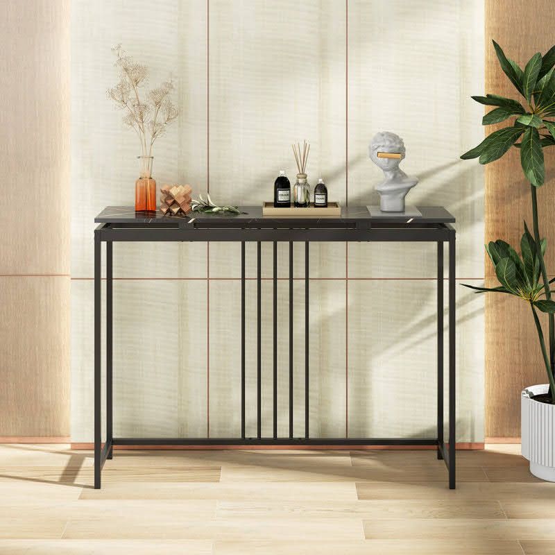 Metal console with a marble wood top